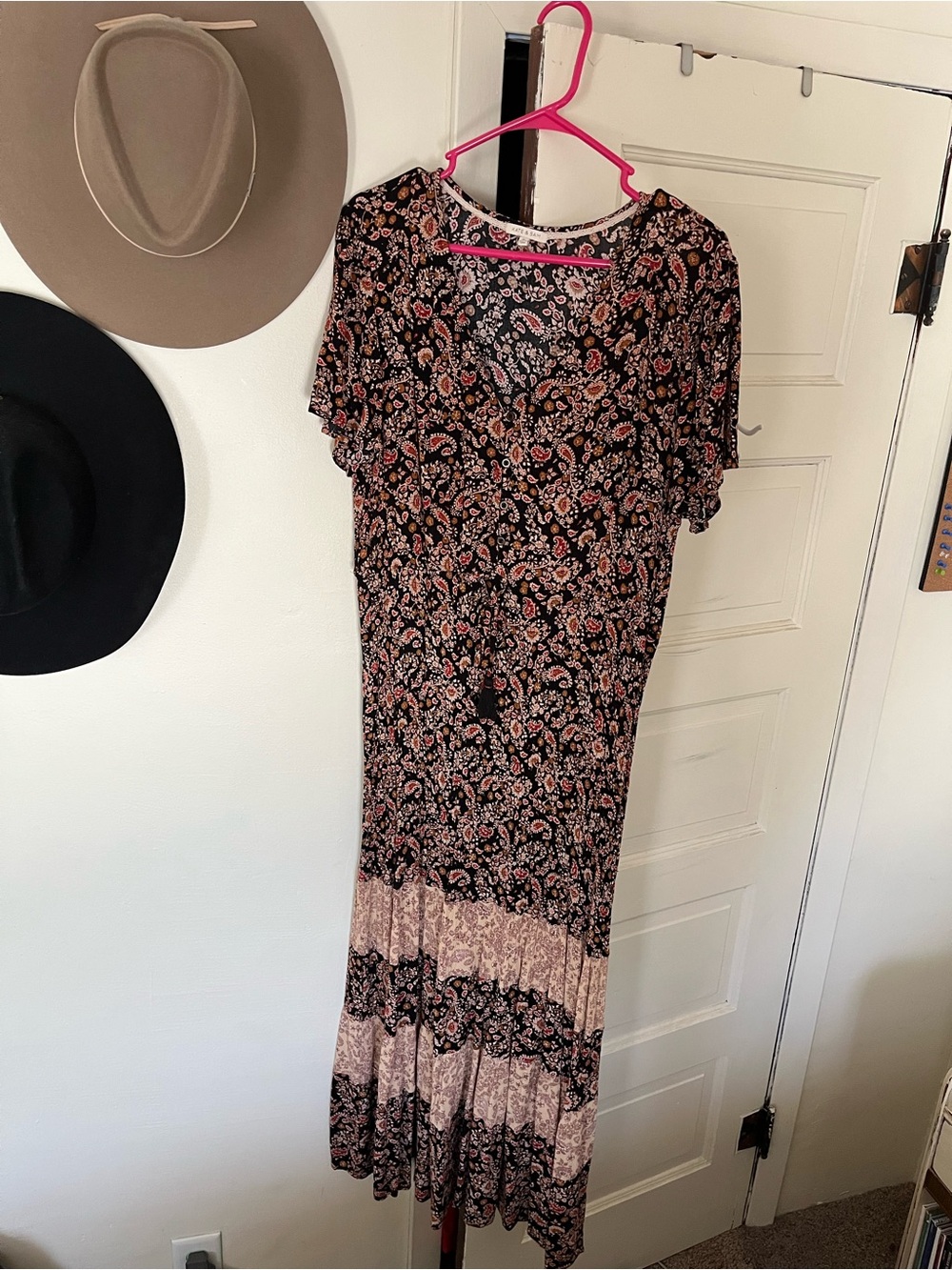 Floral Print Short Sleeve Maxi Dress